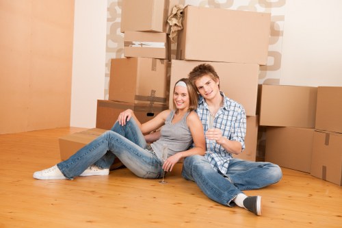 Professional movers in Battersea beginning a careful home relocation
