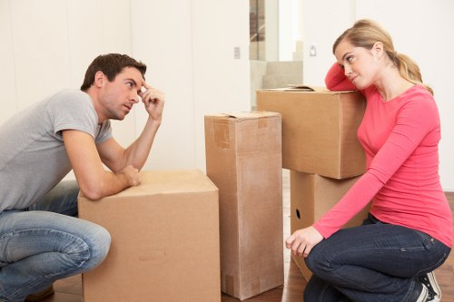 Battersea removal van prepared for careful loading of boxes and furniture