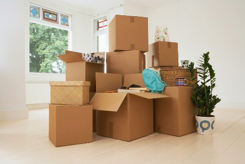 Organized self storage space in Battersea with labeled boxes