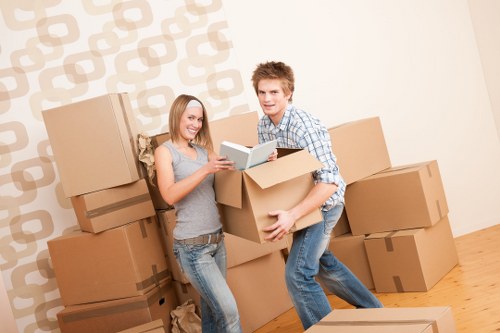 Packing and organizing boxes for a moving truck in Battersea