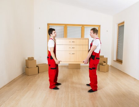 Loaded moving vehicle with secured furniture